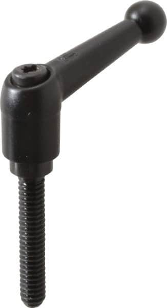 KIPP - 1/4-20, 13mm Hub Diam, Zinc Die Cast (Steel Components) Threaded Stud Adjustable Clamping Lever - 1.38" Stud Length, 46mm OAL, 32.5mm High - Americas Industrial Supply