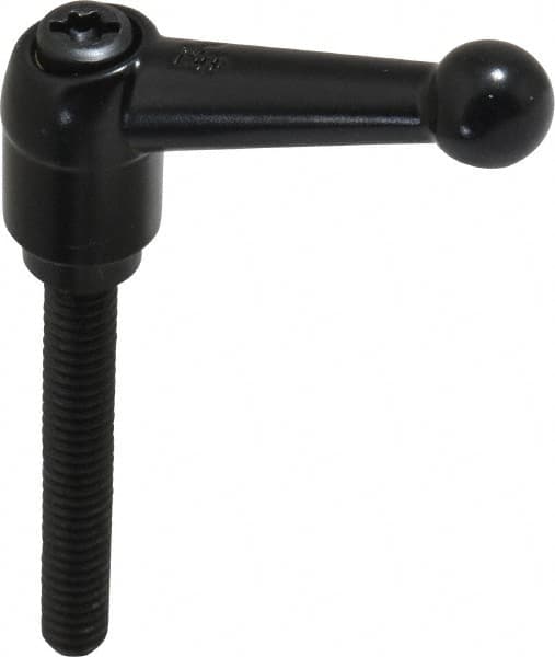 KIPP - 1/4-20, 13mm Hub Diam, Zinc Die Cast (Steel Components) Threaded Stud Adjustable Clamping Lever - 1.77" Stud Length, 46mm OAL, 32.5mm High - Americas Industrial Supply