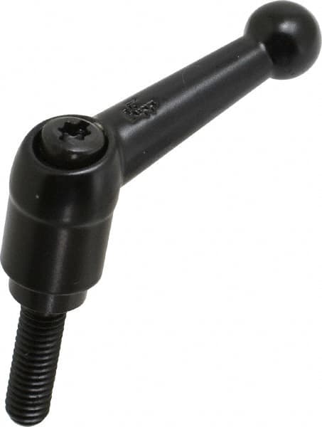 KIPP - M6 x 1.0, 13mm Hub Diam, Zinc Die Cast (Steel Components) Metric Threaded Stud Adjustable Clamping Lever - 20mm Stud Length, 46mm OAL, 32.5mm High - Americas Industrial Supply