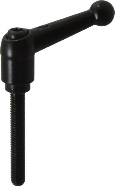 KIPP - M6 x 1.0, 13mm Hub Diam, Zinc Die Cast (Steel Components) Metric Threaded Stud Adjustable Clamping Lever - 40mm Stud Length, 46mm OAL, 32.5mm High - Americas Industrial Supply