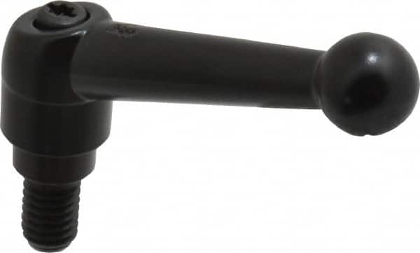 KIPP - 3/8-16, 0.71" Hub Diam, Zinc Die Cast (Steel Components) Threaded Stud Adjustable Clamping Lever - 0.59" Stud Length, 2.87" OAL, 1.79" High - Americas Industrial Supply