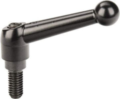 KIPP - 3/8-16, 0.71" Hub Diam, Zinc Die Cast (Steel Components) Threaded Stud Adjustable Clamping Lever - 0.79" Stud Length, 2.87" OAL, 1.79" High - Americas Industrial Supply