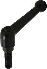 KIPP - 3/8-16, 0.71" Hub Diam, Zinc Die Cast (Steel Components) Threaded Stud Adjustable Clamping Lever - 0.98" Stud Length, 2.87" OAL, 1.79" High - Americas Industrial Supply