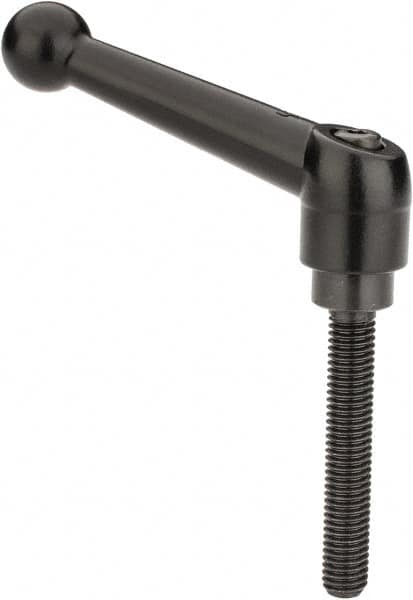 KIPP - M8 x 1.25, 18mm Hub Diam, Zinc Die Cast (Steel Components) Metric Threaded Stud Adjustable Clamping Lever - 50mm Stud Length, 73mm OAL, 45.5mm High - Americas Industrial Supply