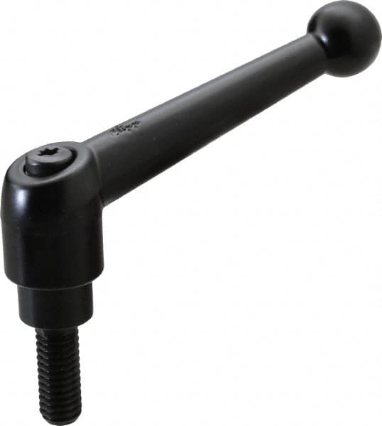 KIPP - 3/8-16, 0.83" Hub Diam, Zinc Die Cast (Steel Components) Threaded Stud Adjustable Clamping Lever - 0.98" Stud Length, 3.54" OAL, 2.26" High - Americas Industrial Supply