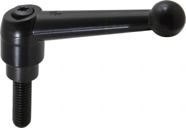 KIPP - 3/8-16, 0.83" Hub Diam, Zinc Die Cast (Steel Components) Threaded Stud Adjustable Clamping Lever - 1.18" Stud Length, 3.54" OAL, 2.26" High - Americas Industrial Supply
