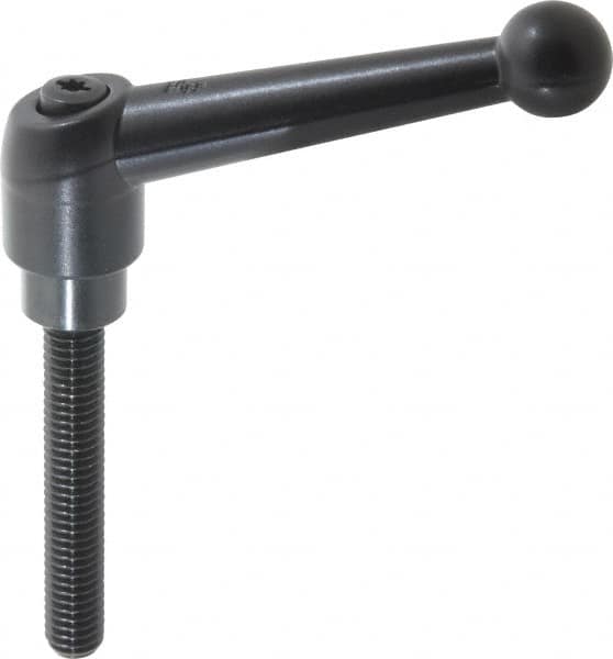 KIPP - 3/8-16, 0.83" Hub Diam, Zinc Die Cast (Steel Components) Threaded Stud Adjustable Clamping Lever - 2.36" Stud Length, 3.54" OAL, 2.26" High - Americas Industrial Supply