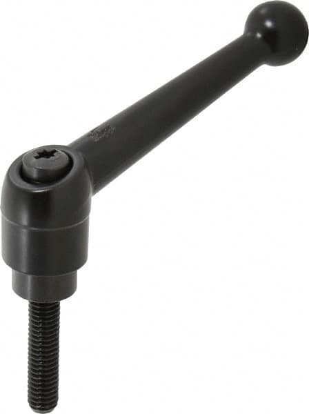 KIPP - 3/8-16, 0.98" Hub Diam, Zinc Die Cast (Steel Components) Threaded Stud Adjustable Clamping Lever - 1.57" Stud Length, 4-1/4" OAL, 2.64" High - Americas Industrial Supply