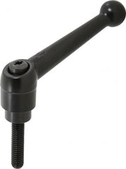 KIPP - 3/8-16, 0.98" Hub Diam, Zinc Die Cast (Steel Components) Threaded Stud Adjustable Clamping Lever - 1.57" Stud Length, 4-1/4" OAL, 2.64" High - Americas Industrial Supply