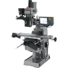 Jet - 9" Table Width x 49" Table Length, Variable Speed Pulley Control, 3 Phase Knee Milling Machine - R8 Spindle Taper, 3 hp - Americas Industrial Supply