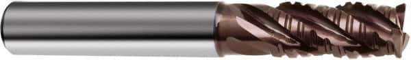 Guhring - 5/8" Diam, Coarse Pitch, 1-1/4" LOC, 4 Flute Solid Carbide Corner Chamfer Roughing End Mill - nano-Si Finish, 3-1/2" OAL, 5/8" Shank Diam, Single End, Centercutting, 38° Helix - Americas Industrial Supply