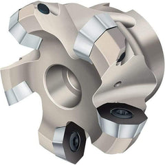 Walter - 133mm Cut Diam, 40mm Arbor Hole, 8mm Max Depth of Cut, Indexable Chamfer & Angle Face Mill - 10 Inserts, OD . . 0504 . . Insert, Right Hand Cut, 10 Flutes, Through Coolant, Series Xtra-tec - Americas Industrial Supply