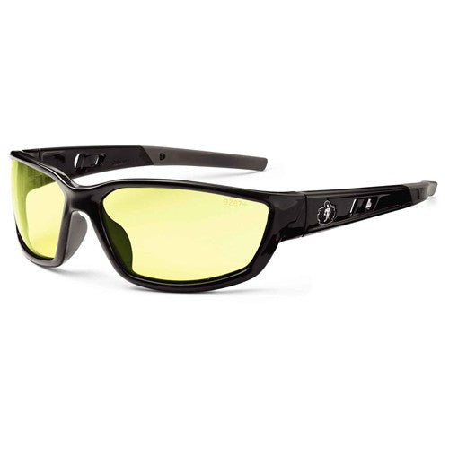 Kvasir Yellow Lens Black Safety Glasses - Americas Industrial Supply