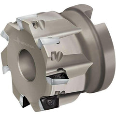 Walter - 6 Inserts, 50mm Cut Diam, 22mm Arbor Diam, 10mm Max Depth of Cut, Indexable Square-Shoulder Face Mill - 40mm High, AD.. 10T3.. Insert Compatibility, Through Coolant, Series Xtra-tec - Americas Industrial Supply