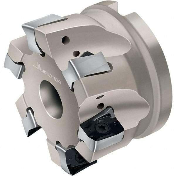 Walter - 3 Inserts, 50mm Cut Diam, 22mm Arbor Diam, 13mm Max Depth of Cut, Indexable Square-Shoulder Face Mill - LN.. 1307.. Insert Compatibility, Through Coolant, Series Xtra-tec - Americas Industrial Supply