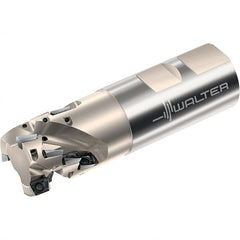 Walter - 1" Cut Diam, 1.456" Max Depth of Cut, 1" Shank Diam, 4.213" OAL, Indexable Square Shoulder Helical End Mill - Multiple Insert Styles, Weldon Shank, 90° Lead Angle, Through Coolant, Series Xtra-tec - Americas Industrial Supply