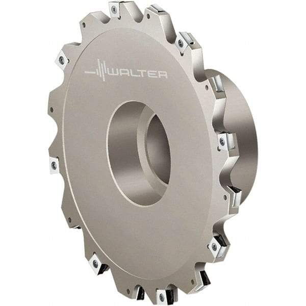 Walter - Shell Mount Connection, 2" Cutting Width, 1.44" Depth of Cut, 6" Cutter Diam, 1-1/2" Hole Diam, 8 Tooth Indexable Slotting Cutter - F4153.BN Toolholder, LN.U 080304 Insert, Right Hand Cutting Direction - Americas Industrial Supply