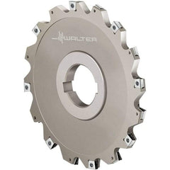 Walter - Arbor Hole Connection, 2.4016" Cutting Width, 0.4724" Depth of Cut, 200mm Cutter Diam, 1.9685" Hole Diam, 9 Tooth Indexable Slotting Cutter - F4153.B Toolholder, LN.U 080304 Insert, Right Hand Cutting Direction - Americas Industrial Supply