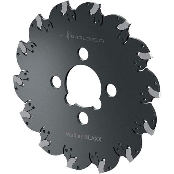 Walter - Arbor Hole Connection, 0.1181" Cutting Width, 0.7874" Depth of Cut, 80mm Cutter Diam, 0.6299" Hole Diam, 6 Tooth Indexable Slotting Cutter - F5055.B Toolholder, SX-3E Insert, Right Hand Cutting Direction - Americas Industrial Supply