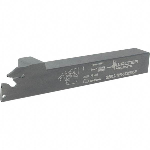 Walter - External Thread, 0.866" Max Depth of Cut, 4.9" OAL, Right Hand Indexable Grooving Cutoff Toolholder - 3/4" Shank Height x 3/4" Shank Width, SX-3.. Insert Style, G2012 Toolholder Style - Americas Industrial Supply