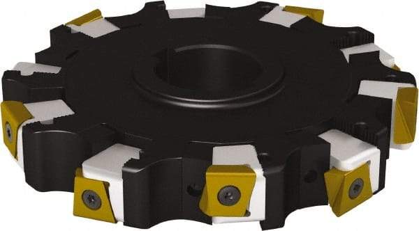 Seco - Arbor Hole Connection, 0.63" Cutting Width, 1.79" Depth of Cut, 152.4mm Cutter Diam, 1-1/2" Hole Diam, 10 Tooth Indexable Slotting Cutter - 335.25 Toolholder, LNHQ 1707, XNHQ 1707 Insert, Right Hand Cutting Direction - Americas Industrial Supply