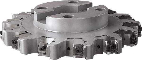 Seco - Shell Mount Connection, 0.6299" Cutting Width, 2.3228" Depth of Cut, 250mm Cutter Diam, 2.3622" Hole Diam, 14 Tooth Indexable Slotting Cutter - R335.25 Toolholder, LNHQ 1707, XNHQ 1707 Insert, Left Hand Cutting Direction - Americas Industrial Supply