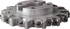 Seco - Shell Mount Connection, 0.6299" Cutting Width, 2.3228" Depth of Cut, 250mm Cutter Diam, 2.3622" Hole Diam, 14 Tooth Indexable Slotting Cutter - R335.25 Toolholder, LNHQ 1707, XNHQ 1707 Insert, Left Hand Cutting Direction - Americas Industrial Supply