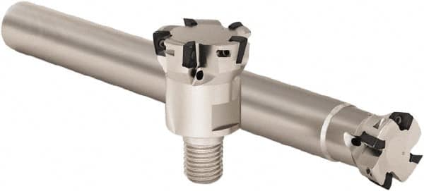 Seco - 1" Cut Diam, 0.236" Max Depth of Cut, 1" Shank Diam, Indexable Plunge End Mill - Straight Shank, Multiple Insert Styles, R217.79 Toolholder Style, Through Coolant, Series Turbo 10 - Americas Industrial Supply