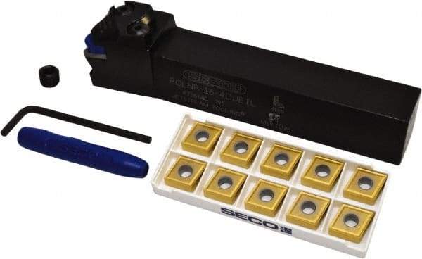 Seco - 11 Piece, CNMG Insert Style, PCLNR-16-4DJETL Toolholder Style, Indexable Turning Set - 1 Toolholder Included - Americas Industrial Supply