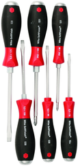 6 Piece - SoftFinish® Cushion Grip Extra Heavy Duty Screwdriver w/ Hex Bolster & Metal Striking Cap Set - #53096 - Includes: Slotted 3.5 - 6.5mm Phillips #1 - 2 - Americas Industrial Supply