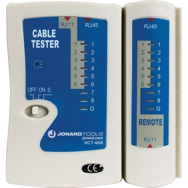 Jonard Tools - Modular Cable Tester - LED Screen, RJ11, RJ12 & RJ45 Connectors - Americas Industrial Supply