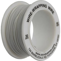 OK Industries - 30 AWG, 1 Strand, 15.2 m OAL, Copper Hook Up Wire - White Kynar Jacket - Americas Industrial Supply