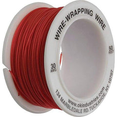 OK Industries - 30 AWG, 1 Strand, 15.2 m OAL, Copper Hook Up Wire - Red Kynar Jacket - Americas Industrial Supply