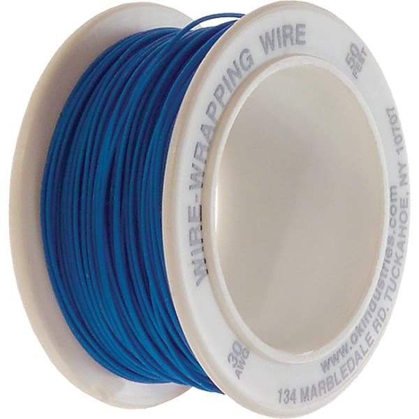 OK Industries - 30 AWG, 1 Strand, 15.2 m OAL, Copper Hook Up Wire - Blue Kynar Jacket - Americas Industrial Supply