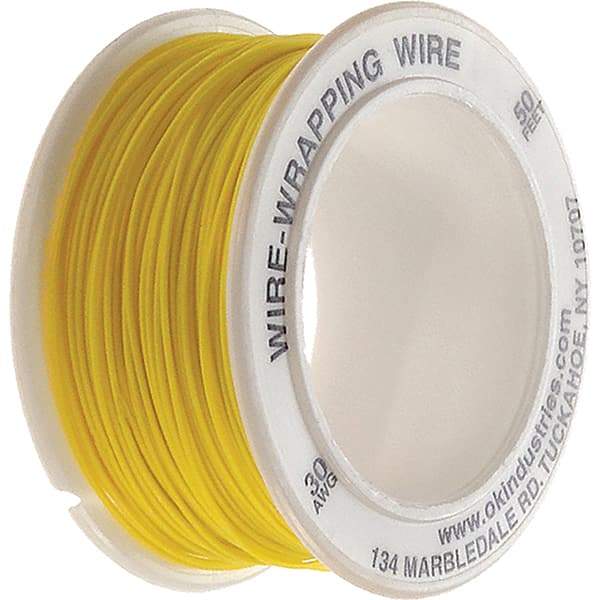 OK Industries - 30 AWG, 1 Strand, 15.2 m OAL, Copper Hook Up Wire - Yellow Kynar Jacket - Americas Industrial Supply