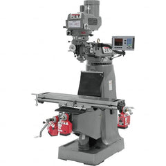 Jet - 9" Table Width x 49" Table Length, Variable Speed Pulley Control, 3 Phase Knee Milling Machine - R8 Spindle Taper, 3 hp - Americas Industrial Supply