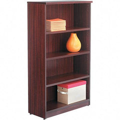 ALERA - 4 Shelf, 55" High x 31-3/4" Wide Bookcase - 14" Deep, Woodgrain Laminate, Mahogany - Americas Industrial Supply