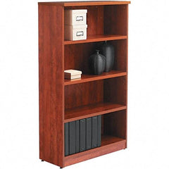 ALERA - 4 Shelf, 55" High x 31-3/4" Wide Bookcase - 14" Deep, Woodgrain Laminate, Medium Cherry - Americas Industrial Supply