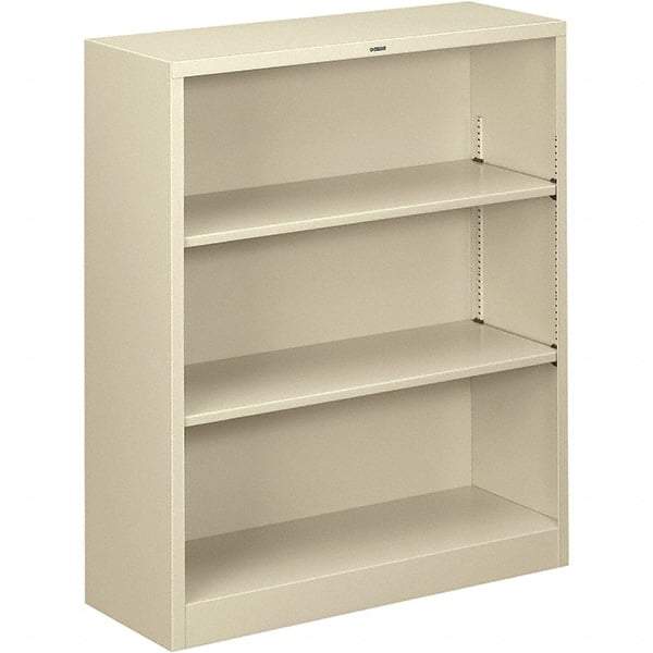 Hon - 3 Shelf, 41" High x 34-1/2" Wide Bookcase - 12-5/8" Deep, Steel, Putty - Americas Industrial Supply