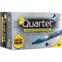 Quartet - Blue, Chisel Tip, Dozen EnduraGlide Dry Erase Markers - For Use with Dry Erase Marker Boards - Americas Industrial Supply