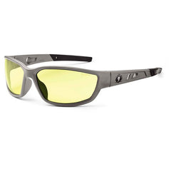 Kvasir Yellow Lens Matte Gray Safety Glasses - Americas Industrial Supply