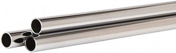 ECONOCO - 60" Max Width Round Tubing Closet Rod - 1.062" Diam, Chrome Finish - Americas Industrial Supply