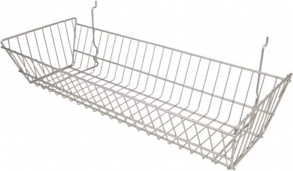 ECONOCO - 10" Deep, Rectangular Steel Peg Board/Slatwall Basket - 24" Wide x 5" High - Americas Industrial Supply