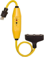 Tower - 3 Outlet, 125 Volt, 15 Amp Rating, 4 to 6mA Max Surge, Plug In, Automatic, Commercial, Industrial GFCI - 2 Ft. Long Cord, 5-15P and (3)R NEMA Configuration, Polycarbonate Housing - Americas Industrial Supply