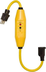Tower - 1 Outlet, 125 Volt, 15 Amp Rating, 4 to 6mA Max Surge, Plug In, Automatic, Commercial, Industrial GFCI - 1-1/2 Ft. Long Cord, 5-15P and R NEMA Configuration, Polycarbonate Housing - Americas Industrial Supply
