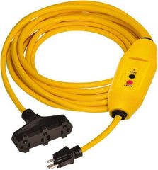 Tower - 3 Outlet, 125 Volt, 15 Amp Rating, 4 to 6mA Max Surge, Plug In, Automatic, Commercial, Industrial GFCI - 50 Ft. Long Cord, 5-15P and (3)R NEMA Configuration, Polycarbonate Housing - Americas Industrial Supply