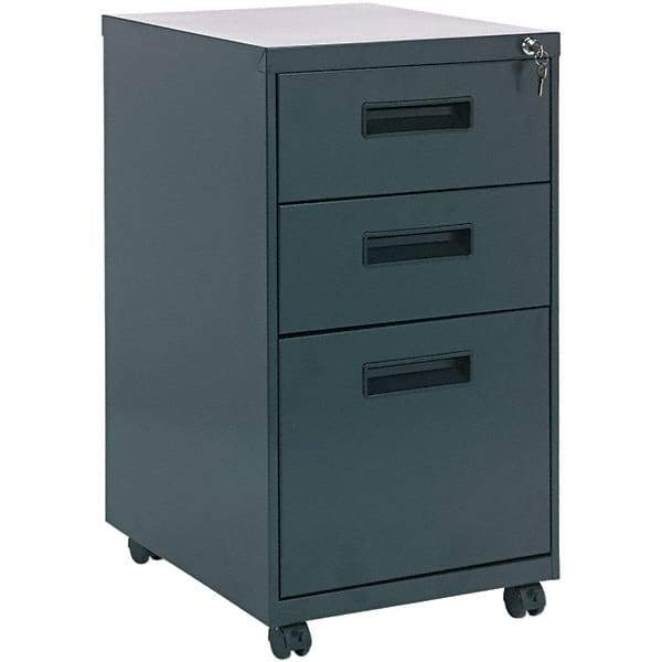 ALERA - 14" Wide x 27-3/4" High x 19-1/8" Deep, 3 Drawer Pedestal - Steel, Charcoal - Americas Industrial Supply