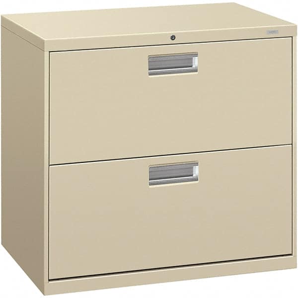 Hon - 30" Wide x 28.38" High x 19-1/4" Deep, 2 Drawer Lateral File - Steel, Putty - Americas Industrial Supply