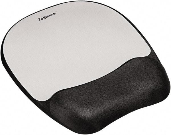 FELLOWES - 7-15/16" x 9-1/4" Black & Silver Mouse Pad/Wrist Rest - Use with Computer, Laptop - Americas Industrial Supply