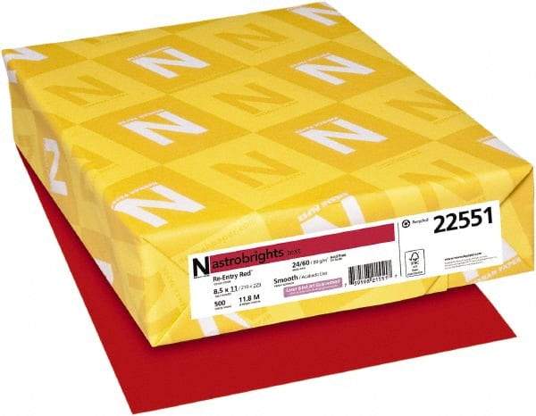 Neenah Paper - 8-1/2" x 11" Red Colored Copy Paper - Use with Laser Printers, Inkjet Printers, Copiers - Americas Industrial Supply